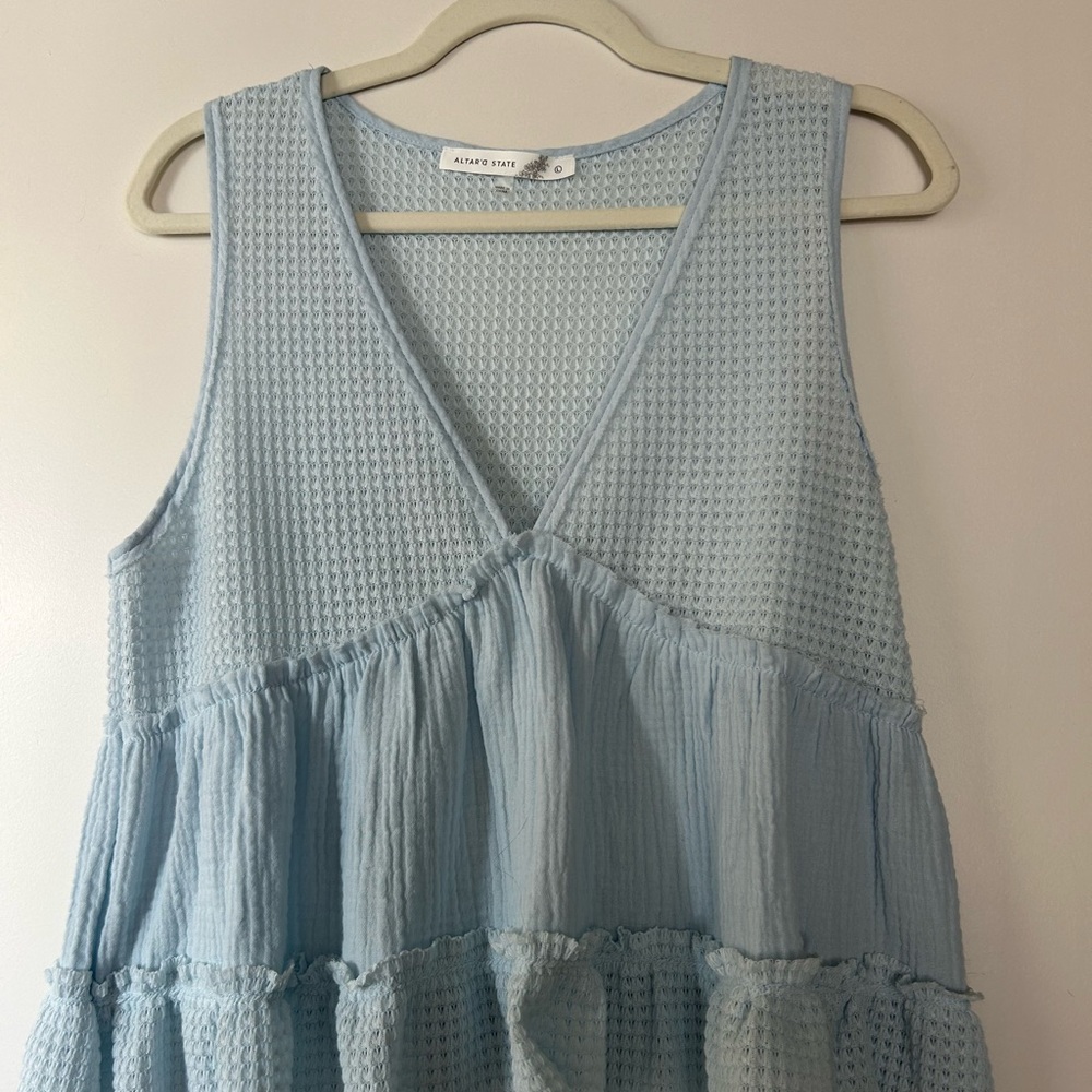 Altar'd State Sky Blue Textured Dress